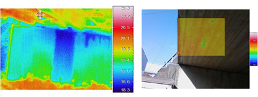 橋台の赤外線サーモグラフィ撮影結果